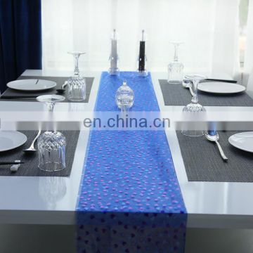 popular pattern bronzing purple heart blue glass organza fabric table clothes