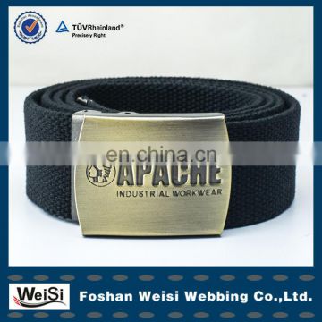 Fashion black colour men belt with copper buckle