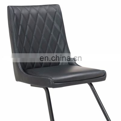 French Vintage Industrial Dining Chair with Zigzag Stitching and Black Leg CL - 666