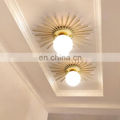 Sun Round Glass LED Ceiling Lamp for Bedroom Surface Mounted Round Modern Indoor Ceiling Light
