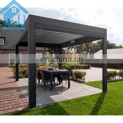 Aluminum Garden Outdoor Bioclimatic Pergola louvred Roof With Screens And Lights