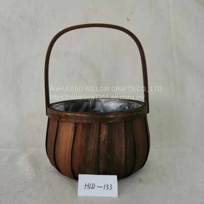 High Quality Small Flower Woodchip Basket with Handle