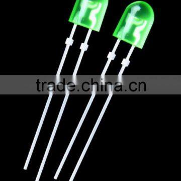 5mm diffused lens Green Oval LED diode with stopper 70/40 degree