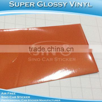 Super Glossy Dark Orange Car Wrap Vinyl Film With Air Bubble Free