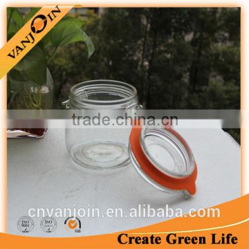 380ml Cheap Glass Storage Jar With Clamp Cap