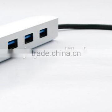 Aluminum USB Type C to 1 x Ethernet port + 3 port USB3.0 Thin HUB for Macbook
