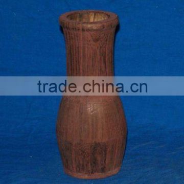 Drum belly wooden vase
