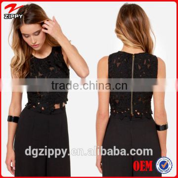 2015 Hot-selling new tops designs fashion sexy lace crop tops for women
