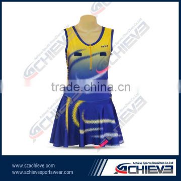 custom your own club wear netball jersey/cheap netball dress tennis clothing