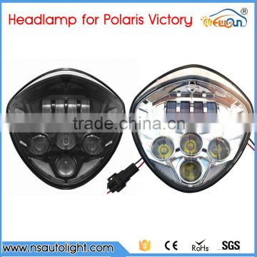 Black/Chrome LED Headlight 40W Front Driving Lamp IP67 6000K Lights For Victory Motorcycle Cross Country Cross Roads Models