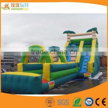 Inflatable bouncy castle with water slide