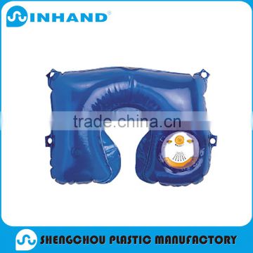 2016 factory promotion EN71/ASTM approved modern comfortable blue U-shape pvc Inflatable pillow