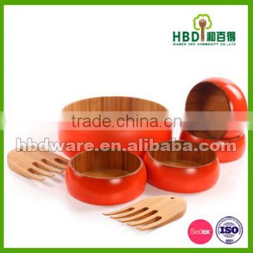 High quality bamboo salad bowl set with server wholesale