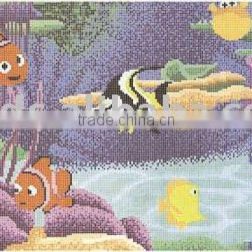 fish pattern swimming pool glass mosaic