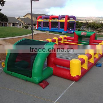 kids inflatable football field with steel tubes for children inflatable human foosball