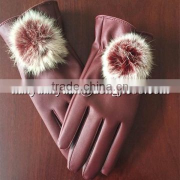 purplish red color motorcycle gloves women leather gloves