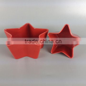 Meneed plastic red star shaped chip& dip bowl