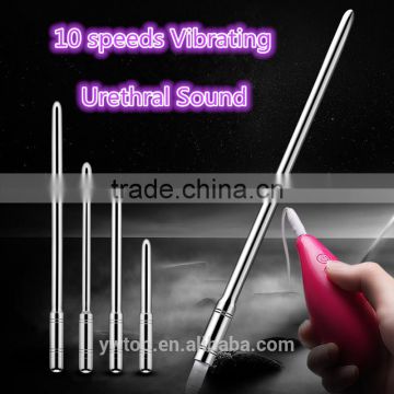 10 Speeds Stainless Steel Vibrating Urethral Sound 4 Sizes Penis Plug Urethral Dilator