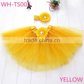 yellow tutu skirt with headband flower set 40colours in stock