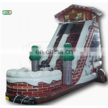 winter snow cheap large land inflatable water slide with pool and cannon