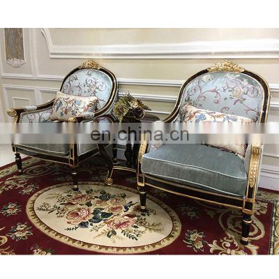 Customized Color European Style Solid Wood Living Room Furniture Fabric Sofa