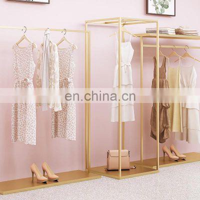 Excellent Quality store furniture gold color dress display stand rack clothing for women and kid cloth shop