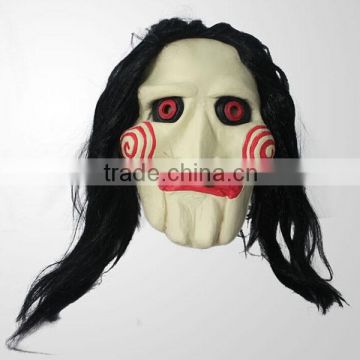 Wholesale bottom price Movie theme Halloween Saw mask with wig horror mask latex high quality halloween latex mask