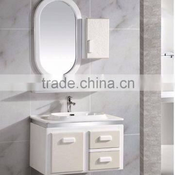 White bathroom cabinet with an oval mirror (EAST-25092)
