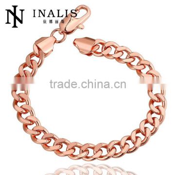 Exquisite Handmade Gold Plated Sideways Link Chain Bracelet for Women