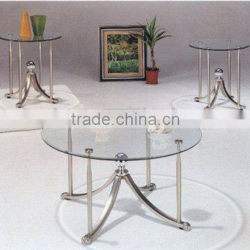 Modern Coffee table set/ Glass Round Coffee Table and End Table 1+1