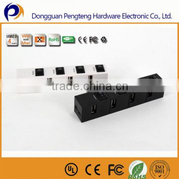 4 Port USB 2.0 Hub with on/off button