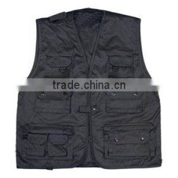 Functional black fly fishing vest for men