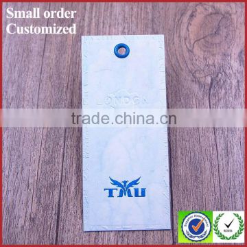 Custom design paper hang tags with eyelet for cloth bag shirt jeans