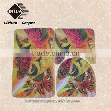 Cheap polyester decorative animal painting bathroom mats 3pieces