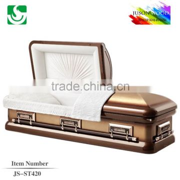 JS-ST420 luxury funeral steel caskets supplier