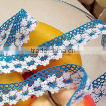 Blue - white cotton lace ribbon accesory c250104