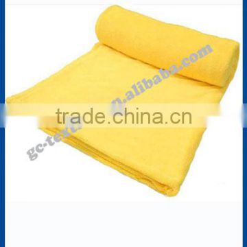 folded edge seam solid micro yellow coral fleece Blanket