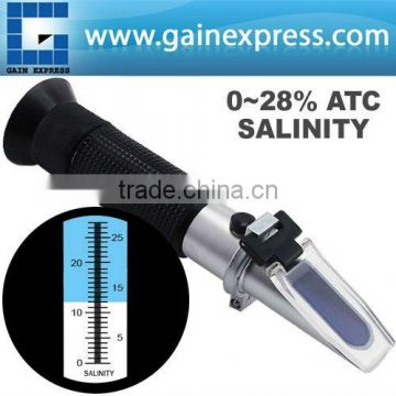 Handheld Salinity Refractometer 0-28% ATC , Salt Water in Brine Prepared Food Solution