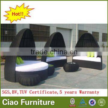 Hot Sale Garden Rattan Furniture Round Bed With Canopy