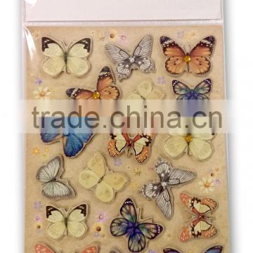 Butterfly Design Sticker with Glitter, Craft Decorative Shinny Glitter Sticker with Gems