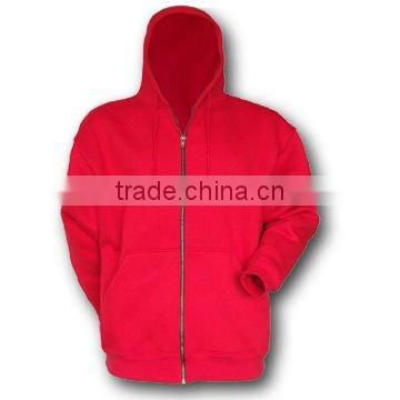 full zipper-up cotton red hoody