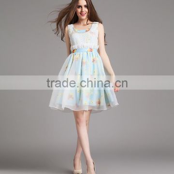 2015 HOYUGO spring new Organza soft fabric slim dress