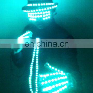 nightclub DJ magical led dance costume with led hat and led gloves