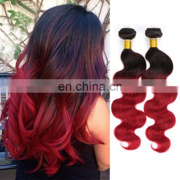 Ombre human hair color 1b bug red body wave