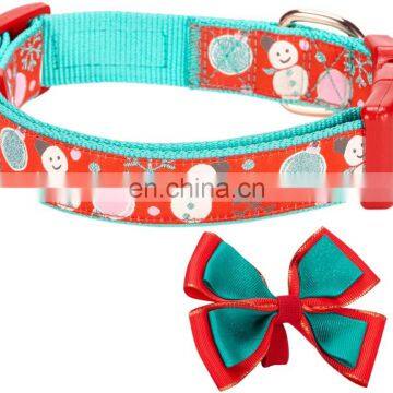 Nylon adjustable Christmas Festival pets dogs puppy collar leash for outdoor walking