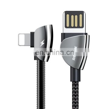 Remax Qiker Series RC-061i 1.2M High-hardness metal shell special games multi-function Data Nylon Phone Right Angle Usb Cable