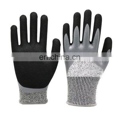 Firm Grip Wear-resistant Crinkle Latex Coated Safety Labor Gloves