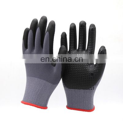 High Quality Foam Sandy Knuckle Coated Nitrile Gloves With 15 G Nylon Liner