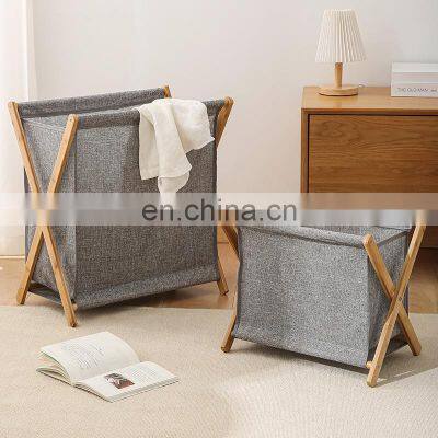 Factory Supply Portable New African Easy Unique Wood Stand Folding Basket Laundry