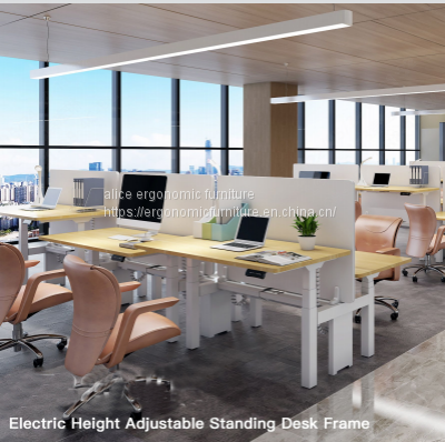Double bench electric height adjustable standing desk bench desk